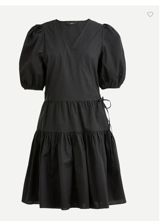 J. Crew Dresses & Skirts - J.Crew Puff Sleeve Cotton Poplin Wrap Dress Black NWT M